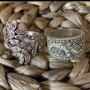 Set Of 2 Silver Rings size 7